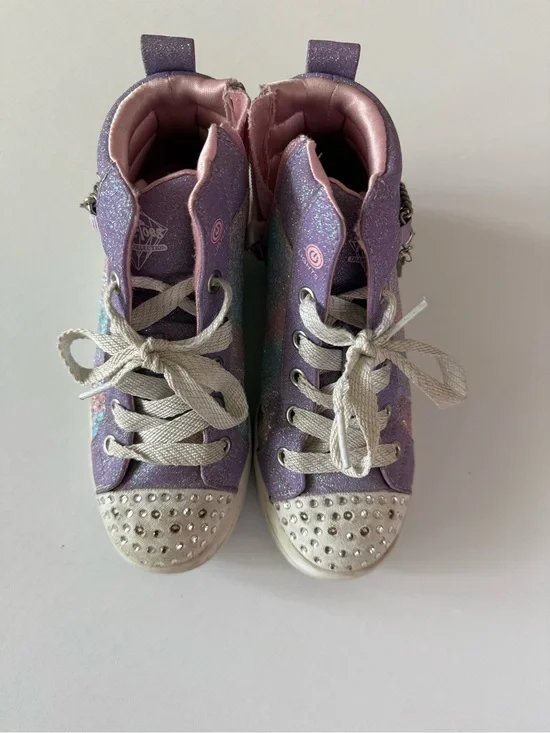 Skechers Girls' Glitter High-Top Sneakers in Purple and Pink
