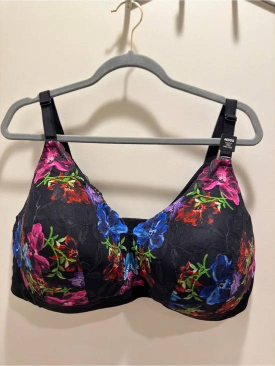 torrid curve Black Bra with Multicolor Floral Lace new size 46ddd
