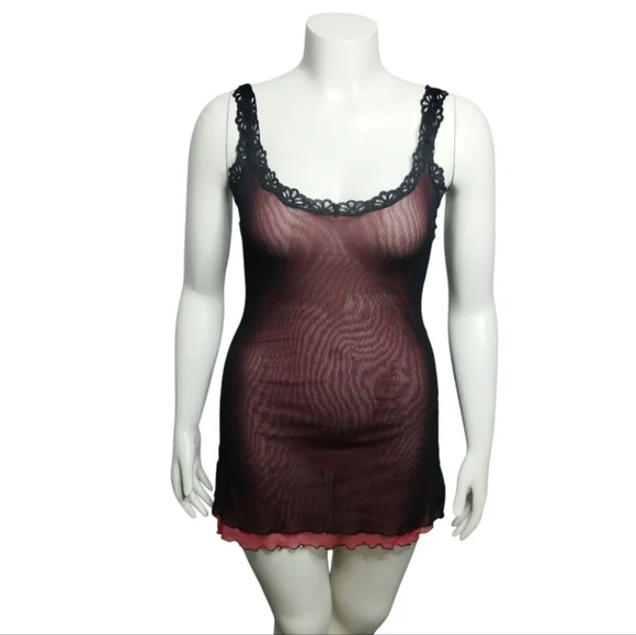 Y2K Vintage Rampage Womens‎ size LARGE Sheer Whimsigoth Fairygrunge Lace Dress