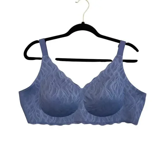 Comfelie Lace Wireless Bralette Bra Size 2XL Blue Comfort Seamless Everyday