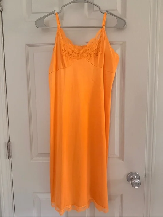 Women's Lace-Trim Slip Dress - Orange