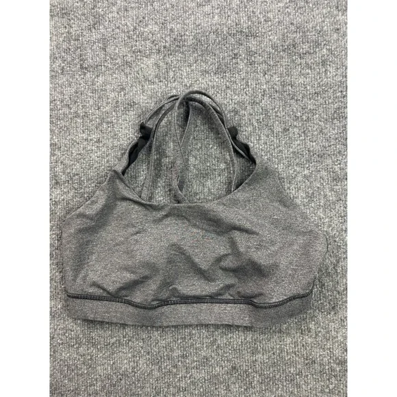 Lululemon Free To Be Serene Sports Bra Womens 8 Grey Strappy Back Yoga Gym