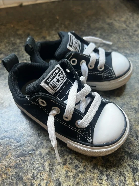 Converse Kids Black and White Low Top Canvas Sneakers