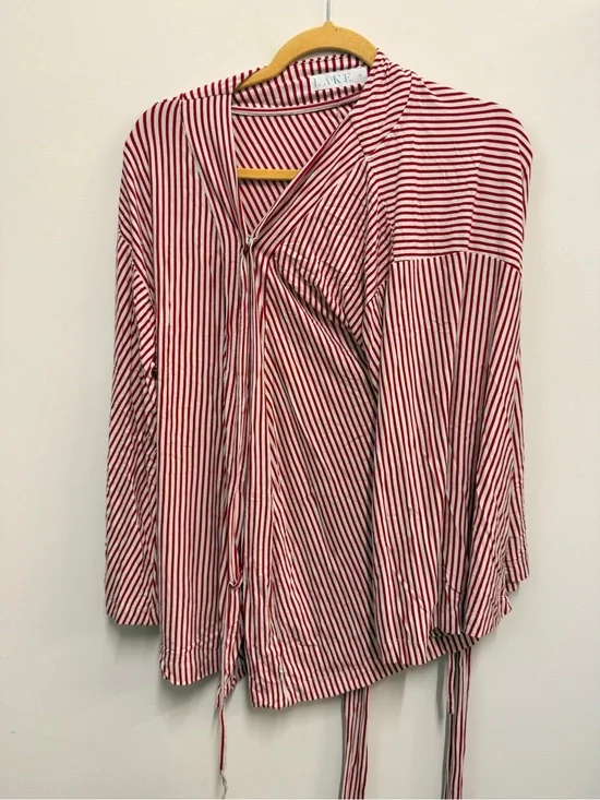 LAKE Red & White Striped Women's Pajama Top