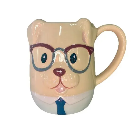MUG Tag Dog 3D Coffee Mug • Glasses & Tie • Novelty Cup • Dad • Office  Work‎