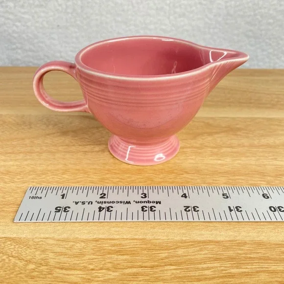 Fiesta Rose Pink Creamer Ceramic Art Deco Concentric Rings Pedestal Base USA