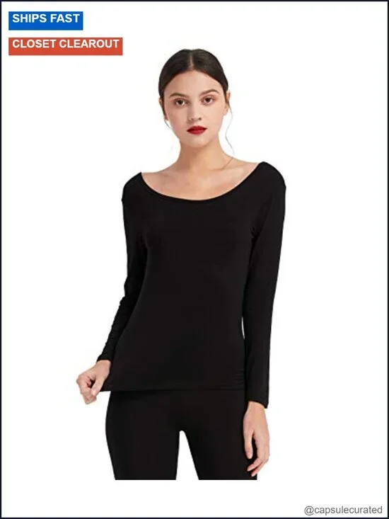 Ultrathin Modal Thermal Baselayer Top Scoop Neck Long Sleeve Undershirt