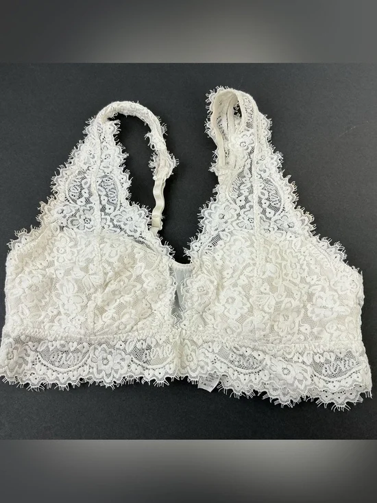 aerie Floral Lace Longline Bralette White