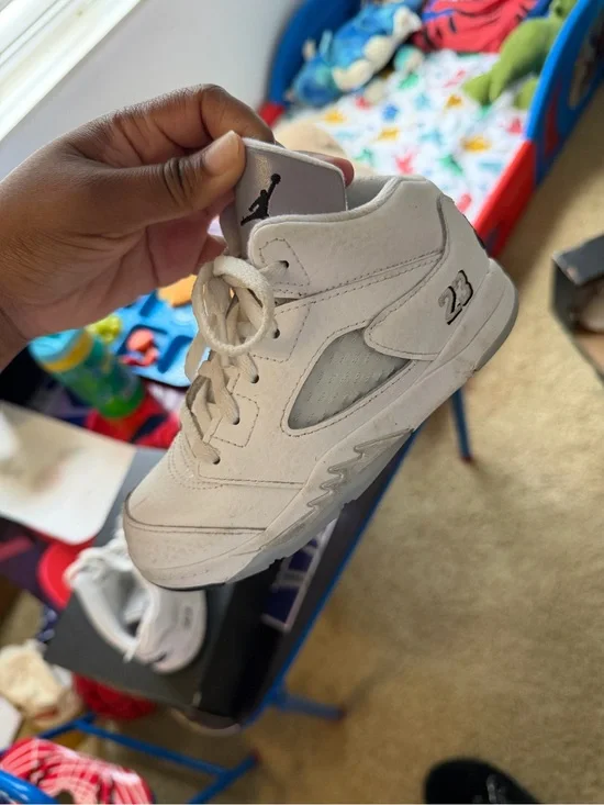 Kids White Basketball Sneakers with 23 Detail