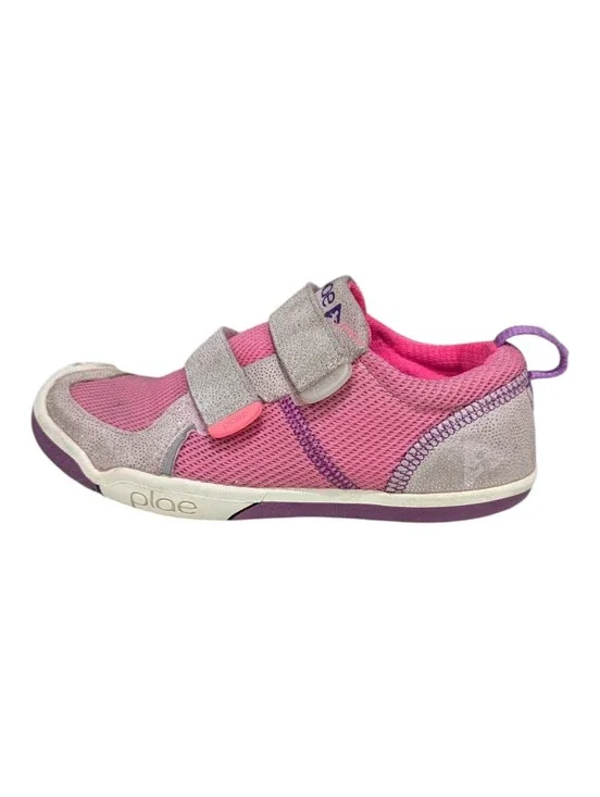 Plae Ty Kids Pink Silver Purple Sneaker Adjustable Straps Little Girl Size 11.5