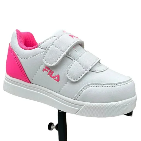 Fila Toddler‎ Girls Slip-on Sneakers Size 8 White-Pink Lightweight Comfort Shoes