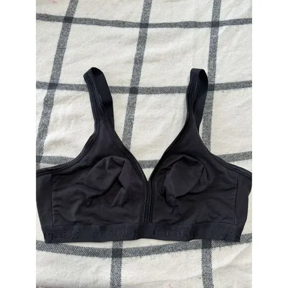 Cacique 42D‎ Wireless Bralette Women Black Cotton Unlined Lounge Bra