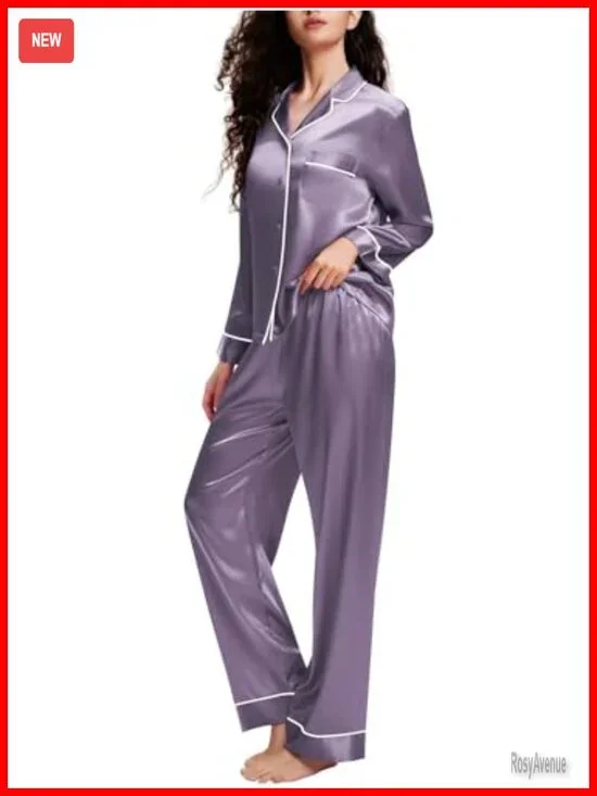 Silk Satin Women's Pajama Set Button Down Sleepwear Loungewear