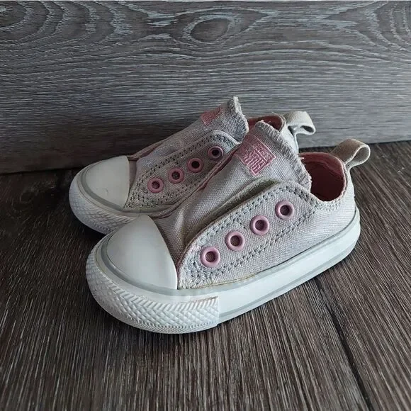 Converse Baby Silver Sparkle Slip-On Shoes 5