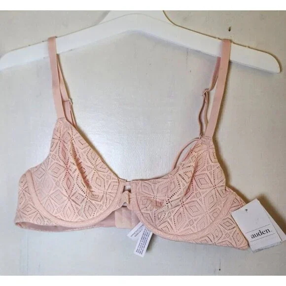 New Auden Women's Pink Underwire Sheer Sexy Bra Adjustable Straps Size 34A