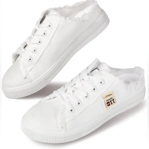 110 Denim Kid’s Canvas Sneakers/Tennis Shoes White 41 Kids 4/5 Slip On Mule