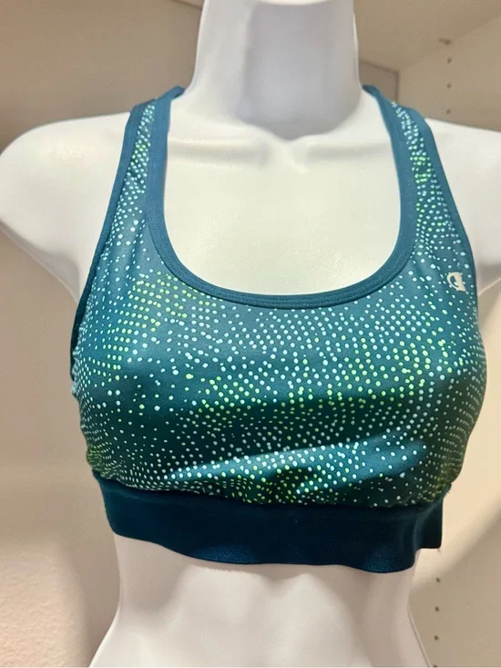 Champion Teal and Lime Dot Racerback Sports Bra