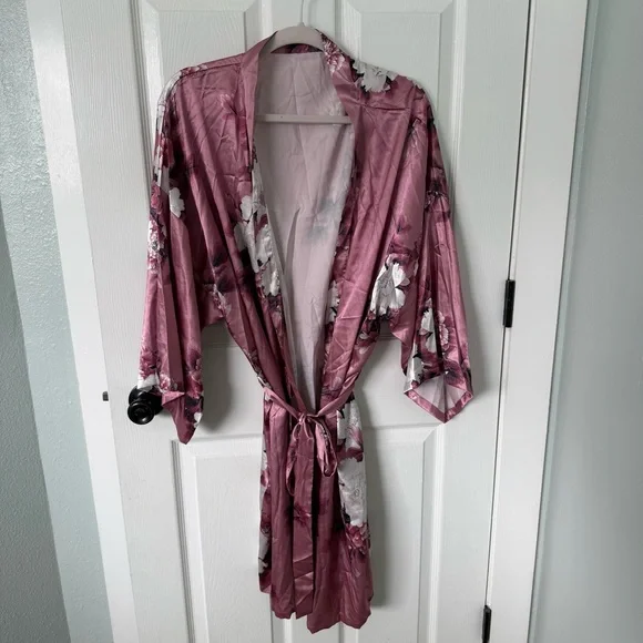 Silky Floral Robe Plus Size