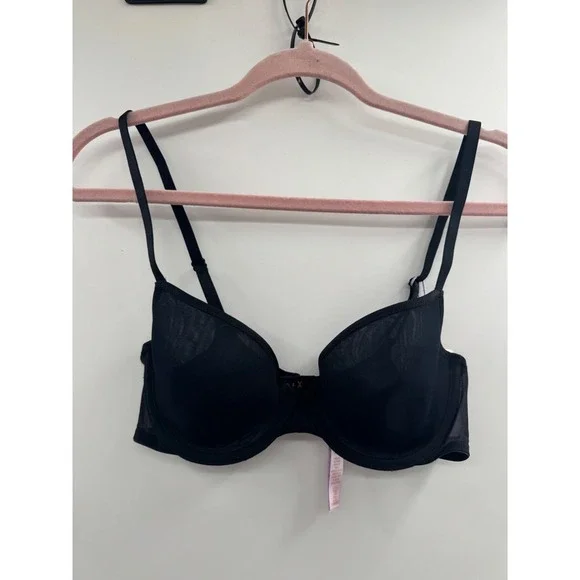 Savage X Fenty by Rihanna Nothin' But Net Plunge Bra Women 34C Black Unlined NWT