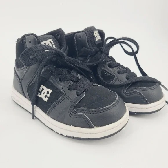 DC Shoes Spark High RS Black Leather‎ Toddler Sneakers High Top Skater Shoes 8C
