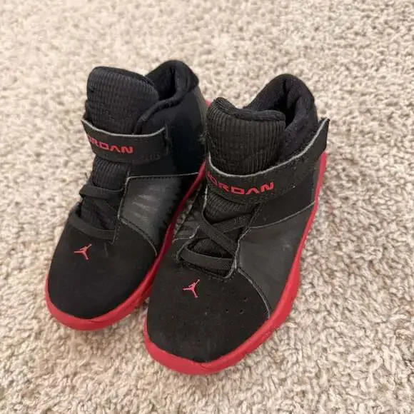 Jordan Toddler Shoes Size‎ 9C Black Red Jumpman Strap Sneakers Kids