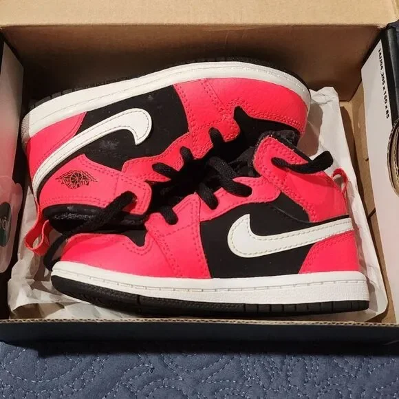 Jordan 1 Mid Black Infrared 23-white Kid Sneakers