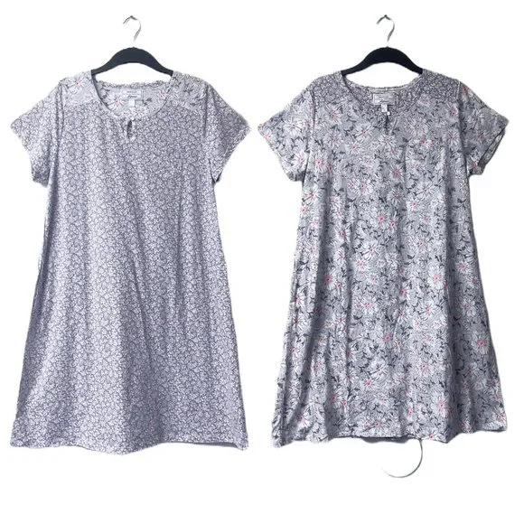 NEW! Carole Hochman Meadow Floral 100% Cotton 2-Pack‎ Sleepshirts Large