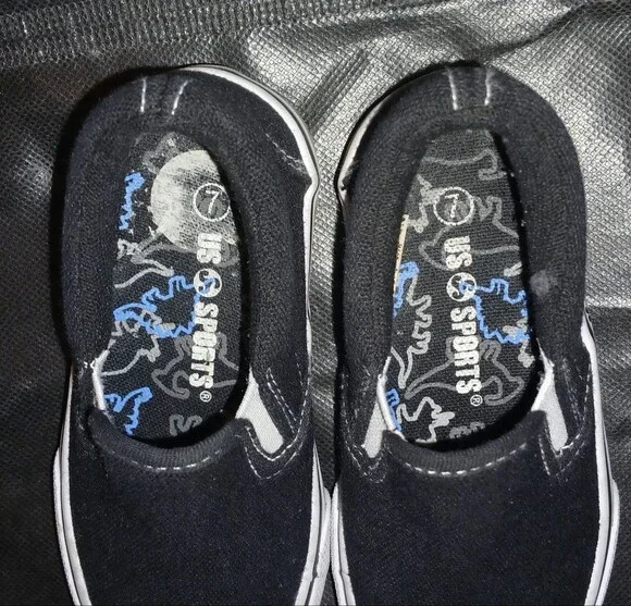 Kids Black Slip-On Canvas Shoes