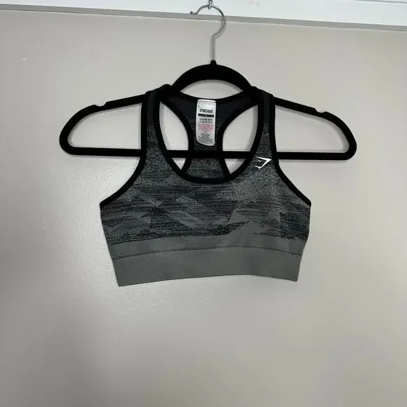 Gymshark Adapt Camo Seamless Sports Bra Womens‎ S Grey EUC Racerback Activewear