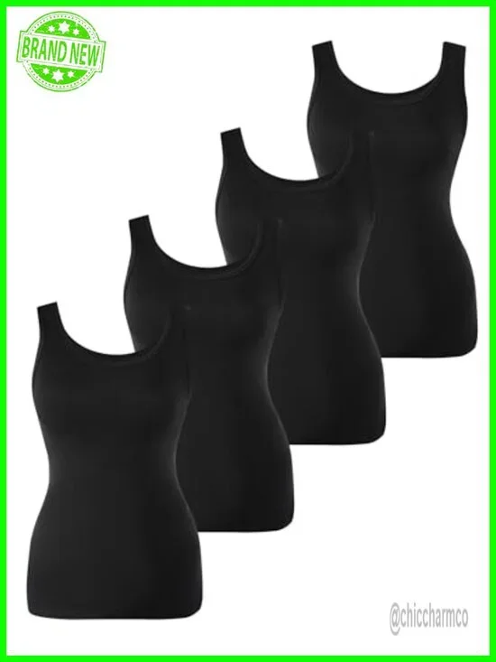 Bamboo Viscose Womens Camisole Tank Top Layering Undershirt 3/4 Pack