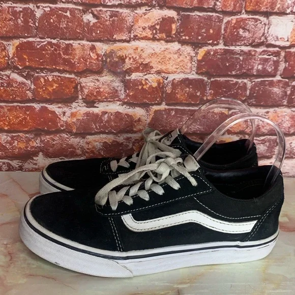 Vans Black and White Suede Lace Up Sneakers