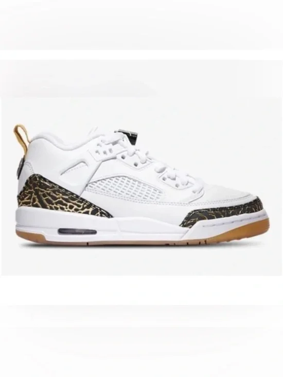 Jordan Spizike Low GL Sneakers‎ Elephant Print White Black Gold Youth 6.5Y Good