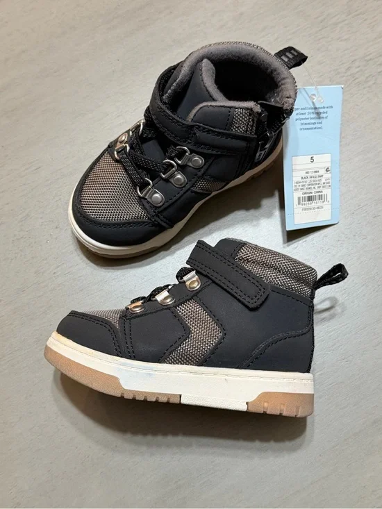 Cat & Jack Toddler 5 Black High-Top Sneakers Hook-and-Loop Closure