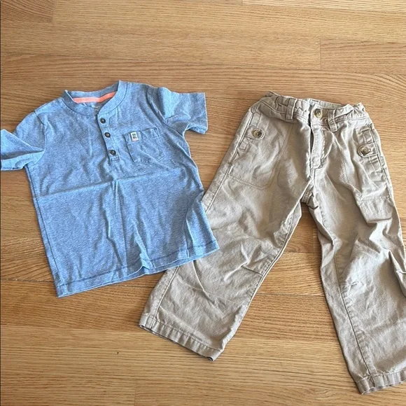 Carter’s Blue Kids Henley Shirt and Gap pants