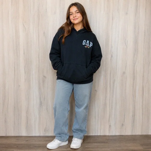 GAP x Disney Unisex Hoodie Teen 18-20 Black Disney Mickey Mouse Graphic Pullover