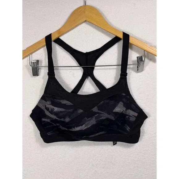 Victoria's Secret Sport Bra Women 34C Black Camo On Point Incredible Racerback