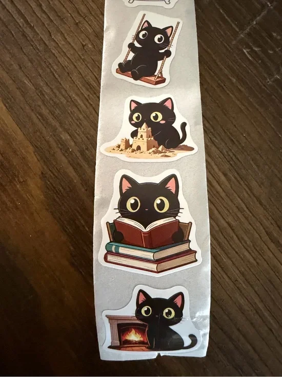 Zoey cat Sticker Sheet 500 stickers Cute Black Cat Designs