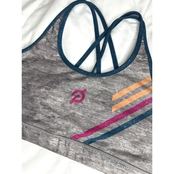 Peloton Roller Rink Strappy Sports Bra Size XL Glitter Retro 80s‎ athleisure