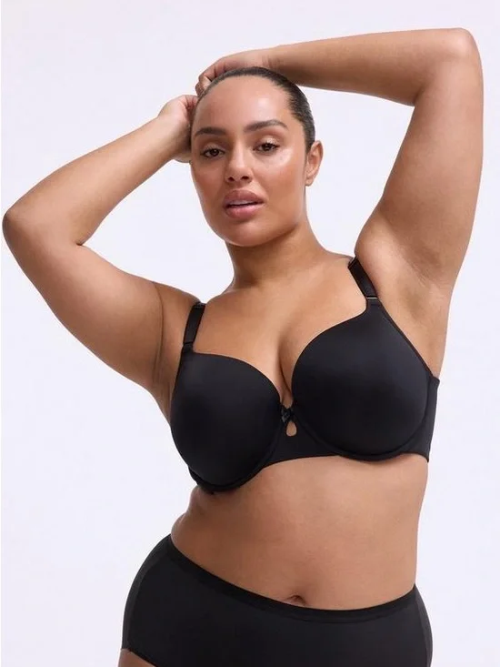 Torrid Perfect Coverage Lightly Lined Smooth T-Shirt Bra 42DD Black Classic