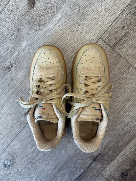 Kids Beige Lace-Up Sneakers with Gum Sole