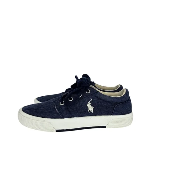 Polo Ralph Lauren Kids Faxon II Lace-Up Sneakers Pony Logo Cotton Canvas SZ 13.5