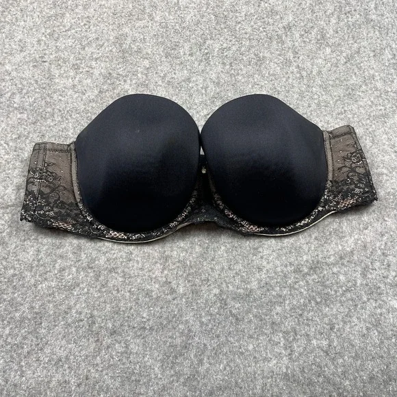Torrid Bra 42C Black Tan Lace‎ Strapless Underwire