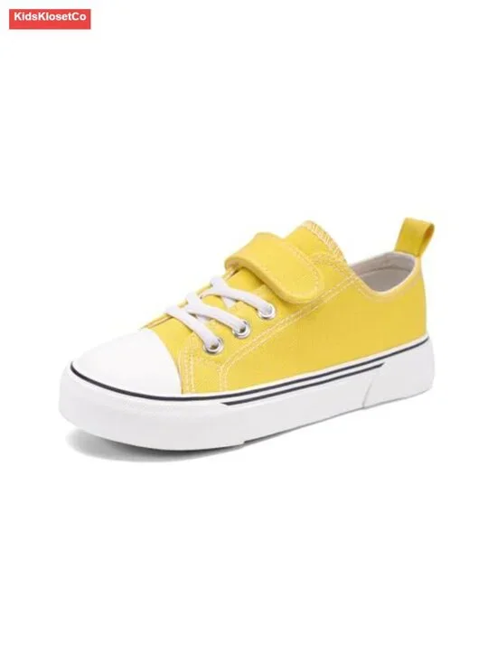 Low Top Adjustable Hook & Loop Canvas Sneakers for Kids