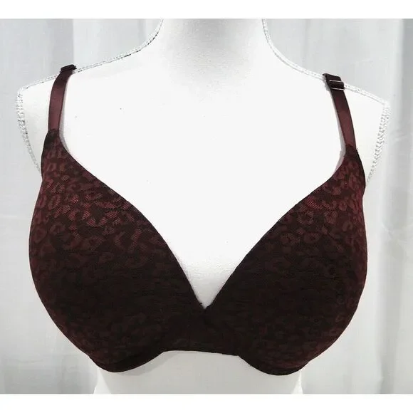 Victorias Secret Pink Bra 36DD Wear Everywhere‎ Push Up Lace Maroon Free Ship