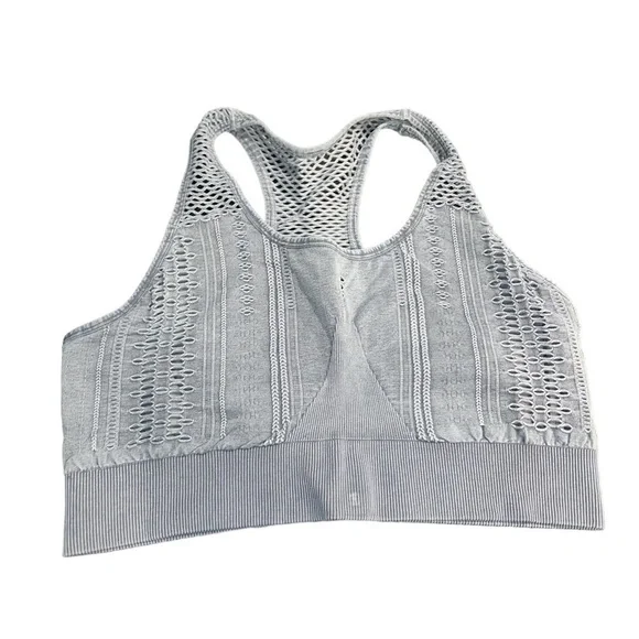 Nanette Lepore Play Womens 1X Blue Acid Wash‎ Mesh Seamless Racerback Sports Bra