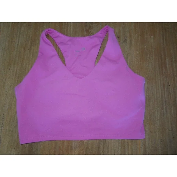 GapFit Womens Pink Racerback V-Neck Sports Bra Large Activewear Gym‎ Yoga L