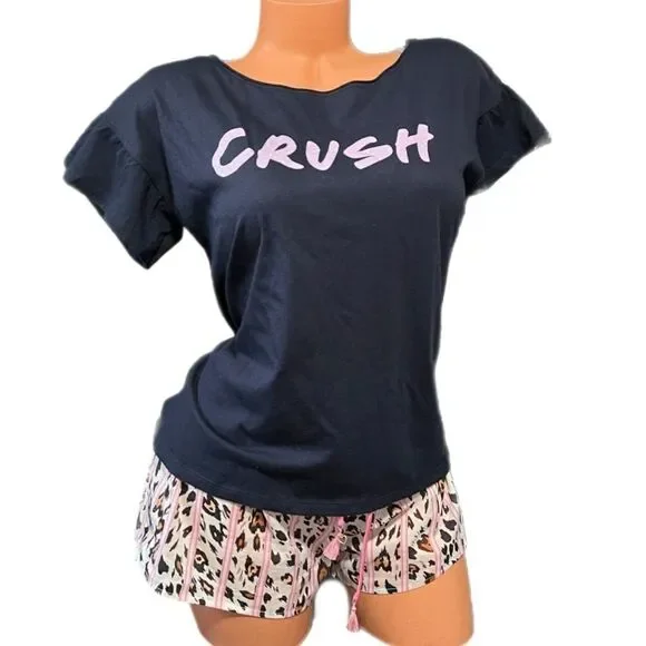 Victorias Secret Soft Cotton short sleeve top and drawstring shorts pajama set