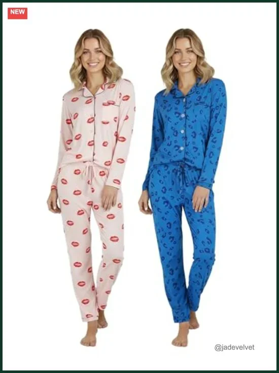 2-Piece Button Down Pajama Set with Lounge Pants
