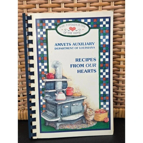 1995 AMVETS Auxiliary Louisiana Recipes From Our Hearts Spiral Cookbook Vintage