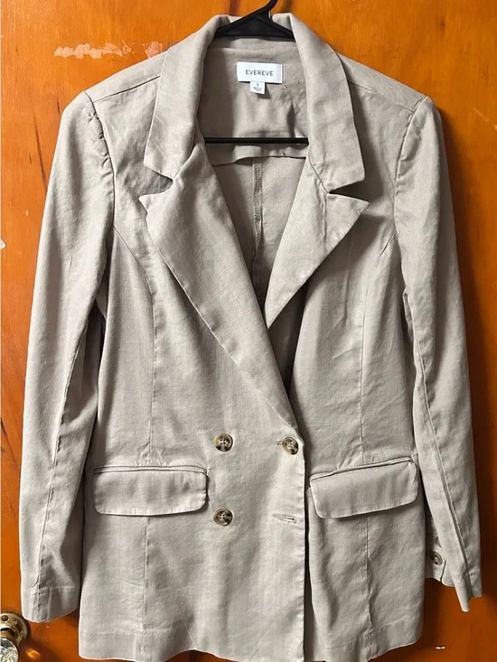 Evereve Beige Double-Breasted Blazer